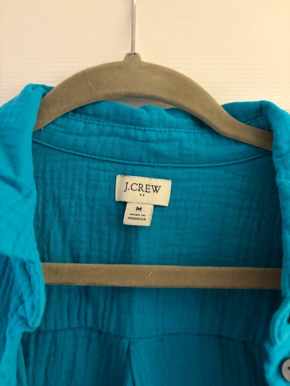 J. Crew Teal Button-Down Gauze Shirt - Picture 2 of 2